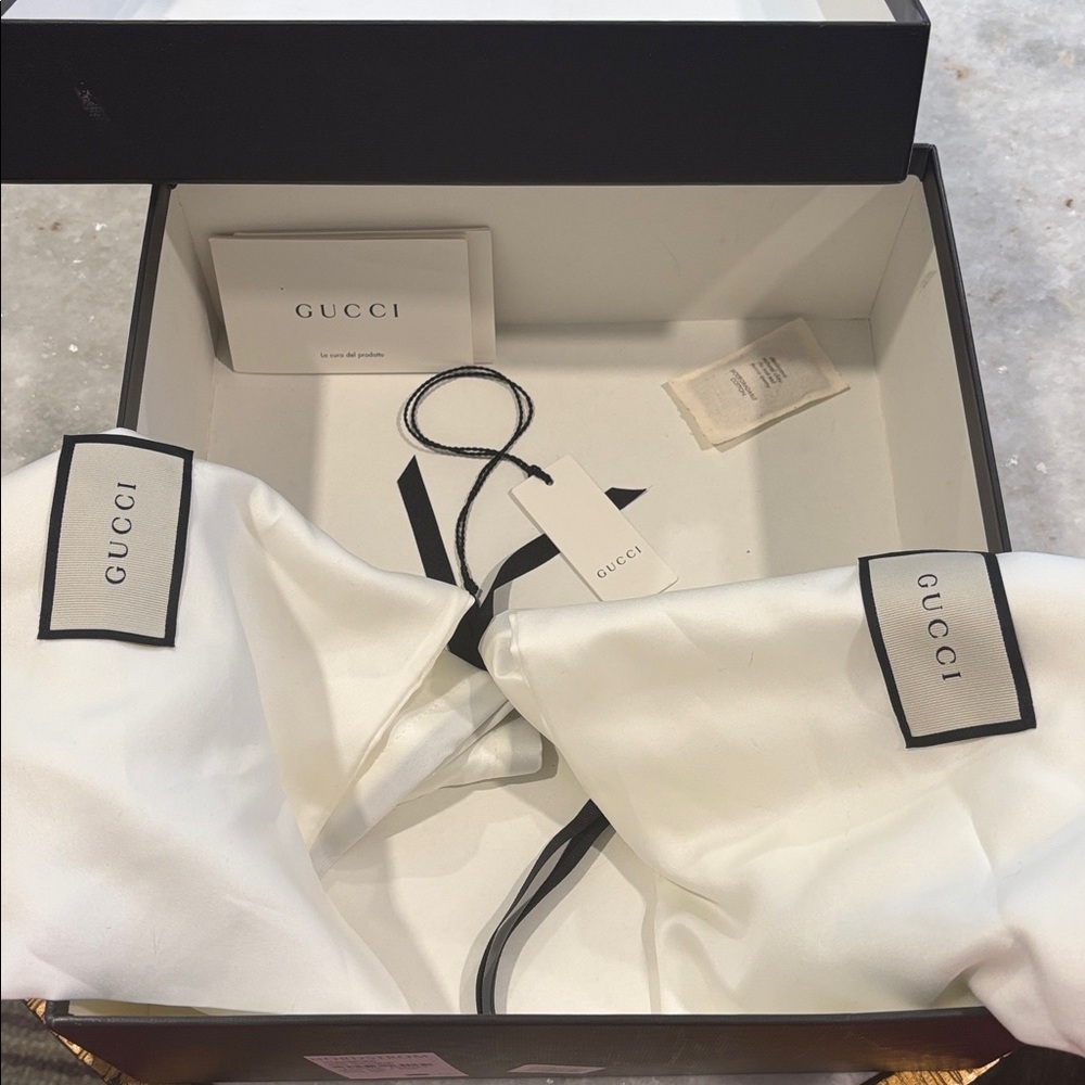 Gucci Black Matelasse Leather GG Marmont Espadrille Ankle-Tie Wedges - Picture 5 of 16